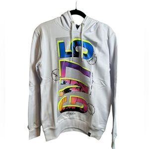 NWT Avenue George V Paris Unisex White Sax Hoodie Embellishment Graphic XL
